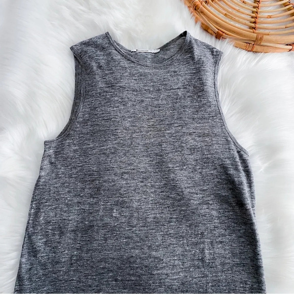 Alexander Wang Heather Linen Muscle Maxi Long Dress Gray Side Slit XS - Picture 9 of 15